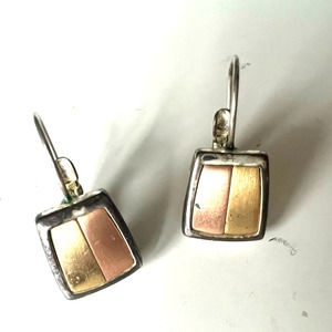 Silver and Gold Tone Drop Earrings